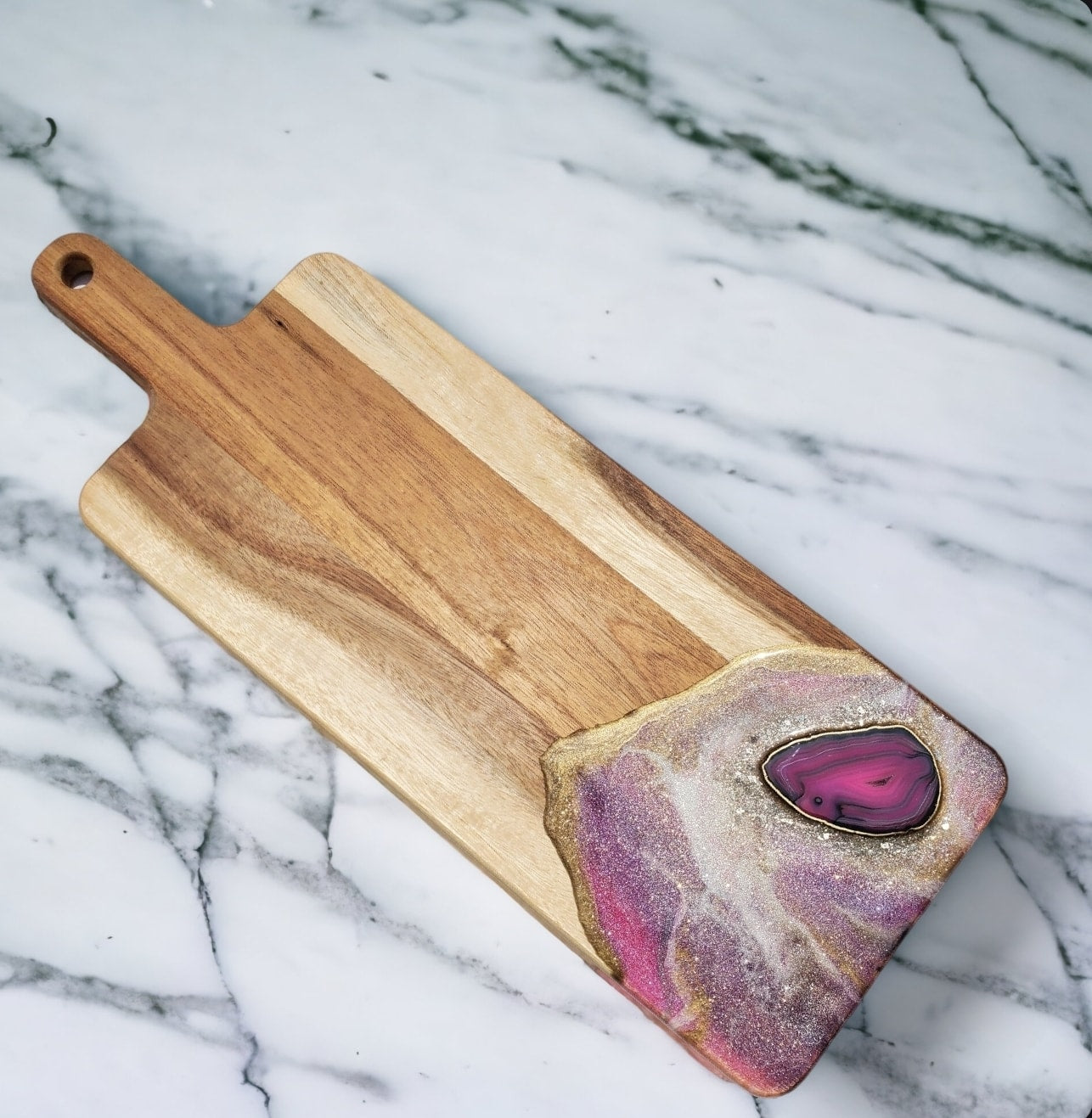 SOLD Pink Agate Chacuterie Serving Board