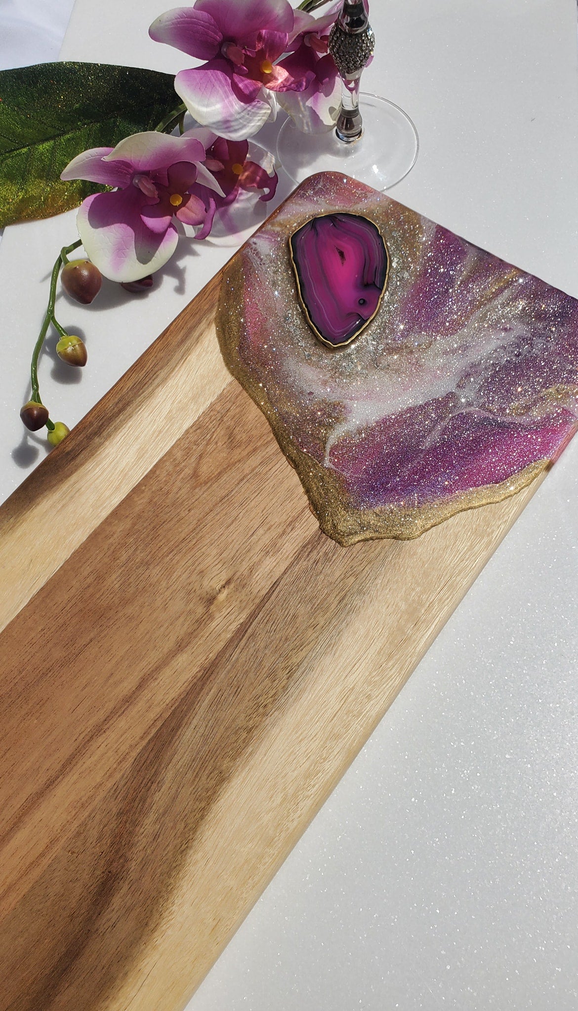 SOLD Pink Agate Chacuterie Serving Board