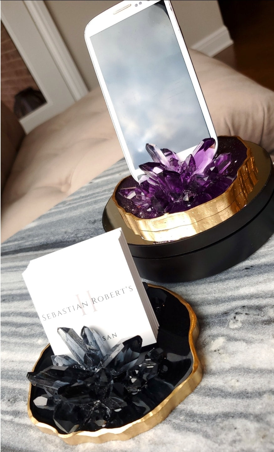 Crystal Quartz Inspired Phone Dock/Card Holder