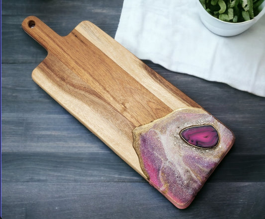 SOLD Pink Agate Chacuterie Serving Board