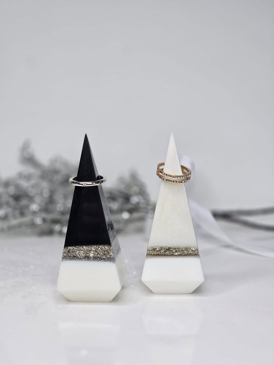 White & Black Pyramid Ring Holders