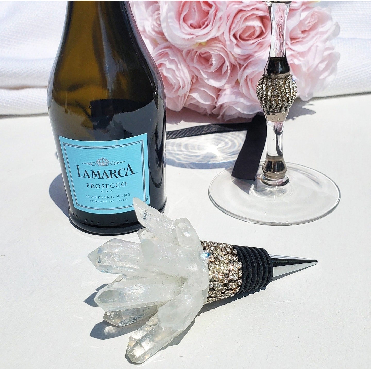 Rhinestone Crystal Quartz Inspired Wine Stopper