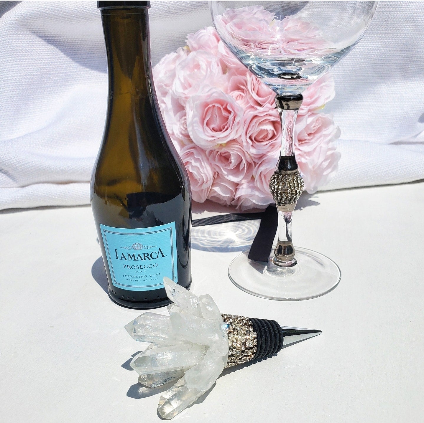 Rhinestone Crystal Quartz Inspired Wine Stopper