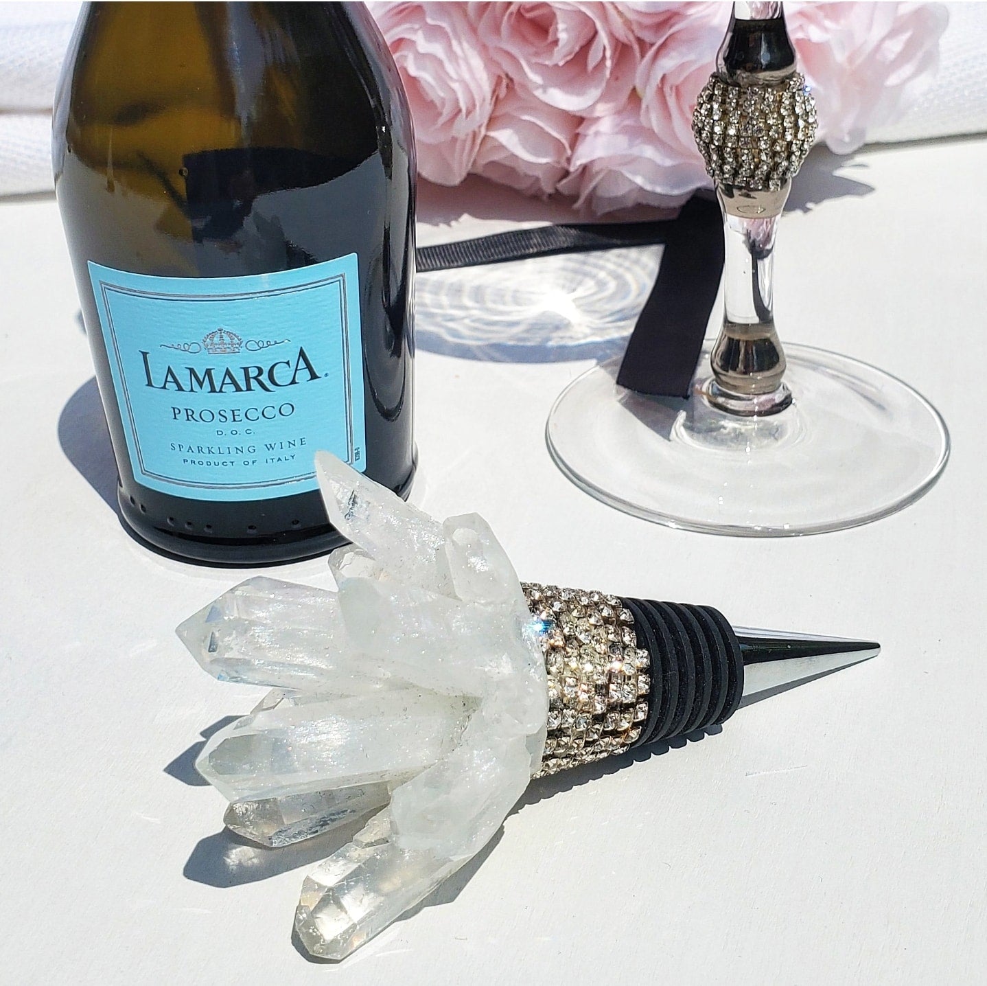 Rhinestone Crystal Quartz Inspired Wine Stopper