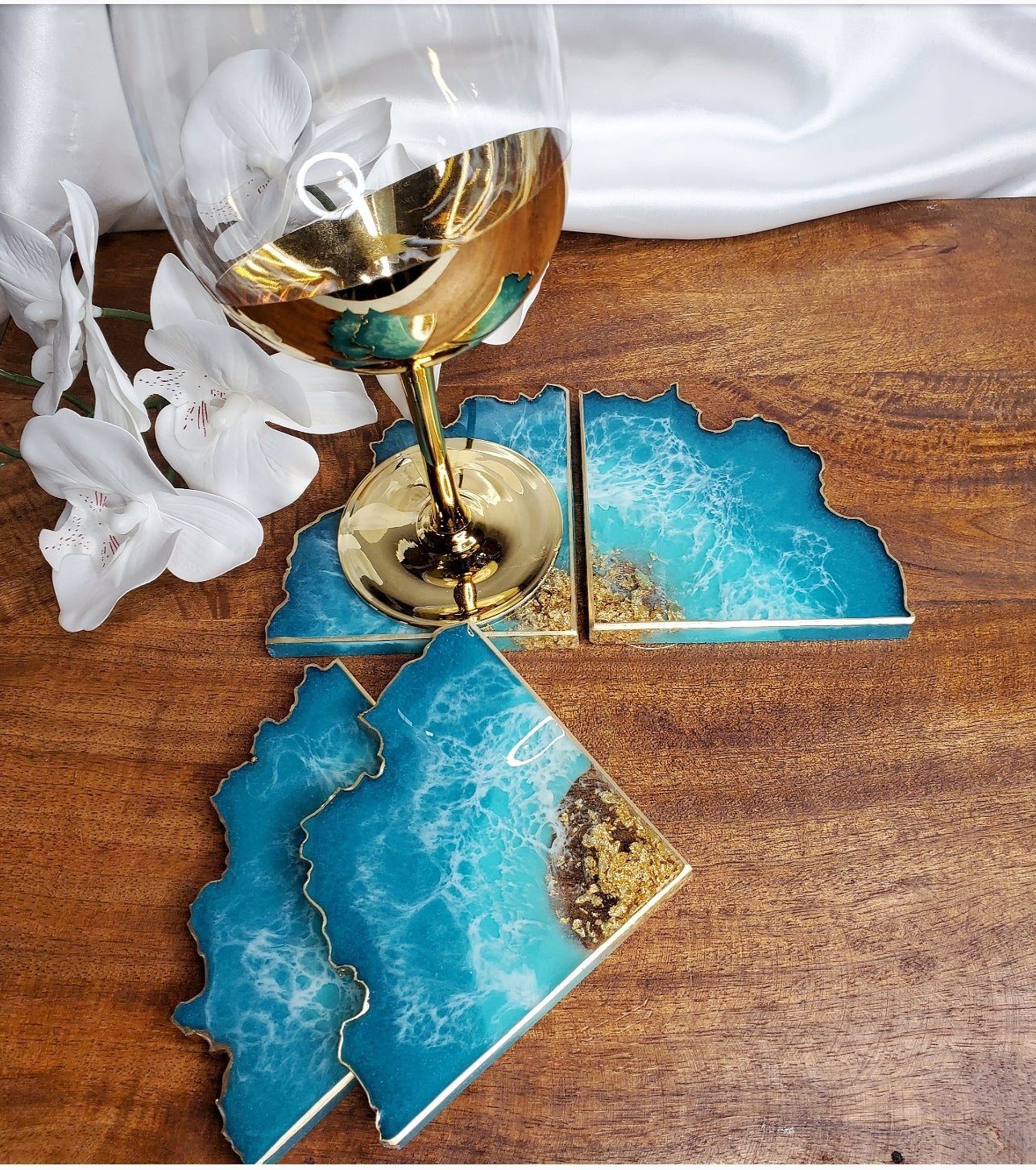 Coastal Blue Ocean Coasters (Set of 4)