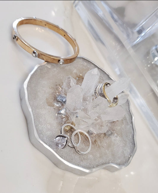 Silver Crystal Quartz Inspired Ring Holder